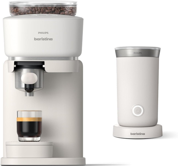 Philips Baristina Espresso Machine+Milk Frother Bundle - White (BAR303/00)