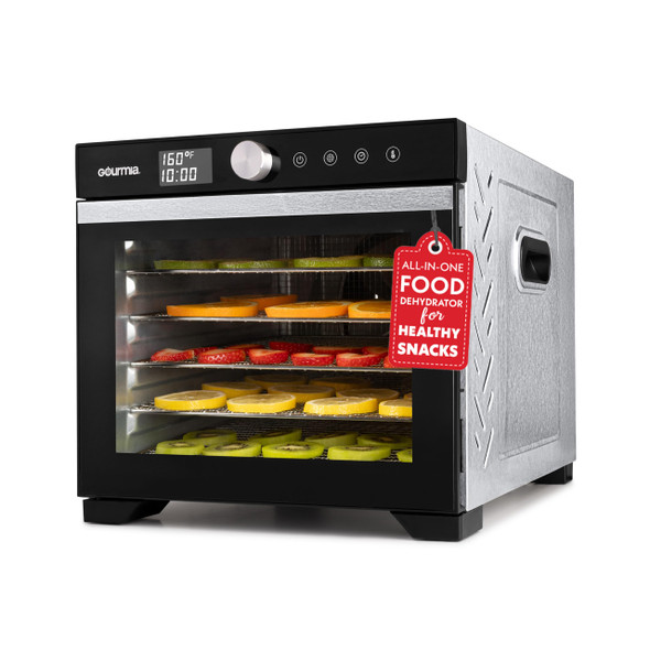 GOURMIA DIGITAL FOOD DEHYDRATOR 6 TRAYS 360° AIRFLOW GFD1610 STAINLESS STEEL