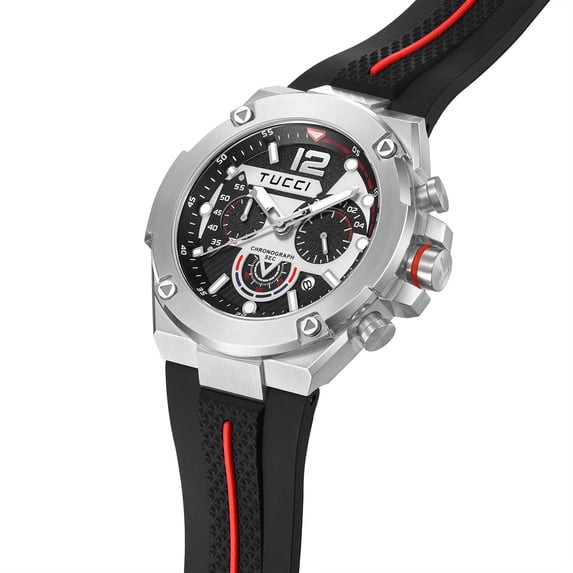 TUCCI ITALY COMPLESSO UNISEX SILICONE WRIST WATCH - GUNMETAL BLACK