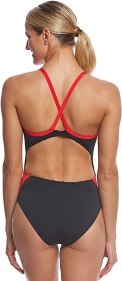 MICHAEL PHELPS SPLICE MID BACK SWIMSUIT - SIZE: FEMALE 28 - BLACK/RED New