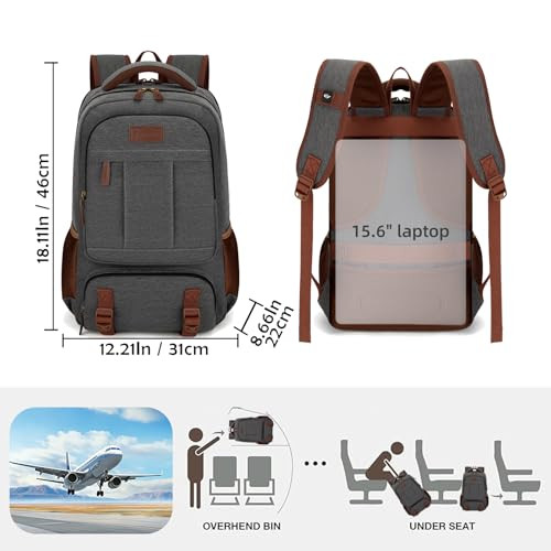 TZOWLA CANVAS LAPTOP BACKPACK BAG FITS UP TO 15.6" - DARK GREY New