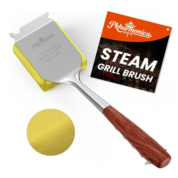 PKHARMONICA GRILL BRUSH, SAFE STEAM GRILL CLEANER For Porcelain/Cast Iron