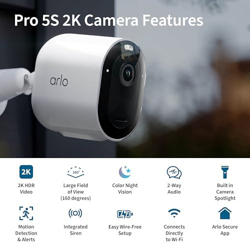 ARLO PRO SECURITY CAMERA 2K HDR VMC4060A, 3 CAMERAS WIRELESS, 3 CAMERAS WHITE