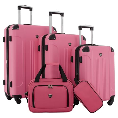 TRAVELERS CLUB CHICAGO HARDSIDE SPINNER LUGGAGE, HOT PINK, 5 PIECE SET New