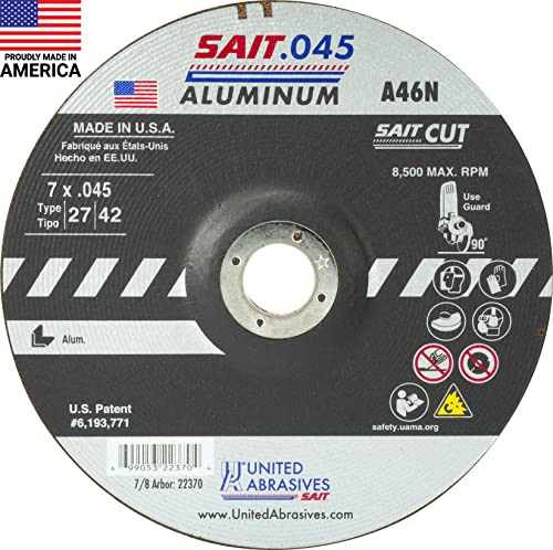 UNITED ABRASIVES-SAIT 22370 CUTTING WHEEL TYPE 27 A46N 7-INCH 50-PACK - BLACK