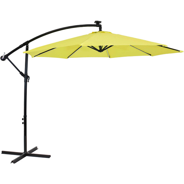 Sunnydaze 10' Solar Offset Patio Umbrella, Solar LED Lights, RUL-069 - Sunshine
