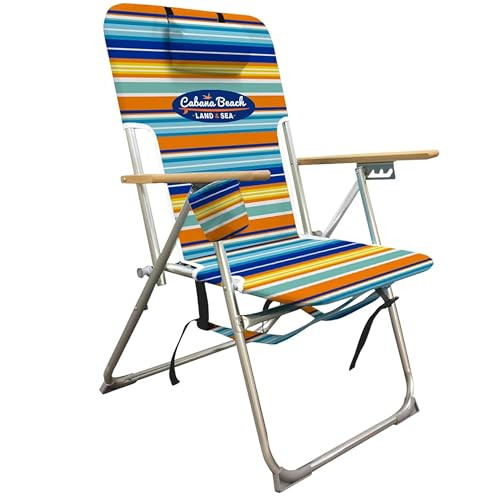 CABANA BEACH FOLDING BEACH CHAIR 4 POSITION FOLDABLE CAMPING BOLD CANDY STRIPE