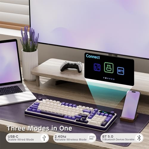 RK ROYAL KLUDGE S98 Mechanical Keyboard w/Smart Display & Knob, Top Mount