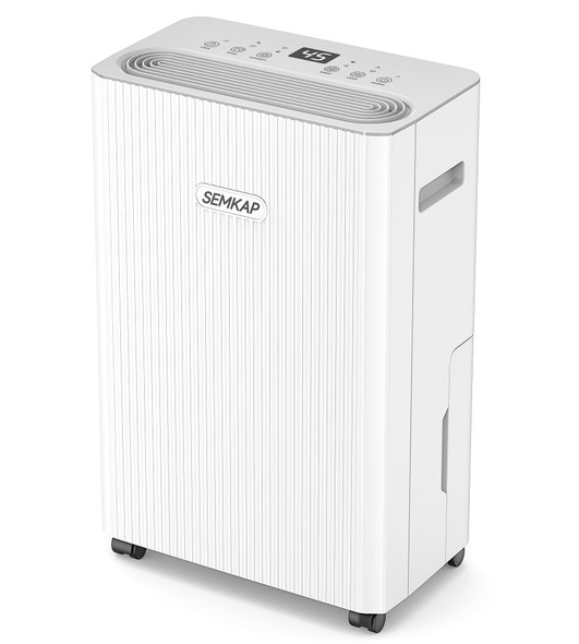 SEMKAP DEHUMIDIFIER FOR BASEMENT WITH DRAIN HOSE, 18L TANK - WHITE
