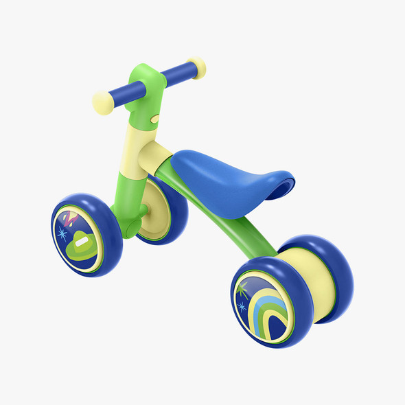 JETSON BOUNCE BALANCE BIKE, FOUR WHEELS, RIDE ON INDOOR OUTDOOR - BLUE