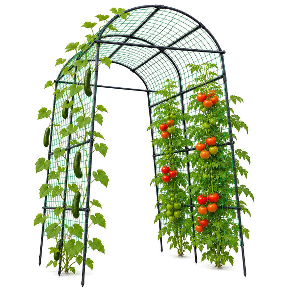 FOLLOOK GARDEN ARCH TRELLIS CLIMBING PLANTS OUTDOOR 7.8 FT TALL, BLACK