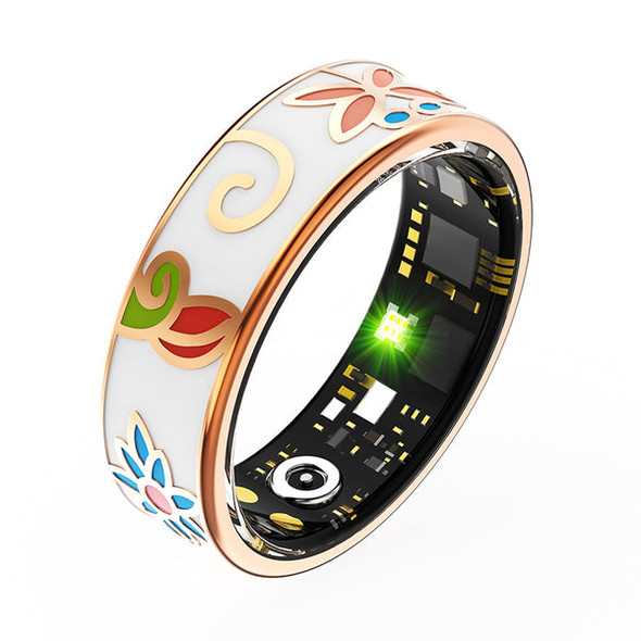 NOVAMOS R2 FLORAL ENAMELS ART SMART RING SIZE 8 - FLORAL ENAMELS