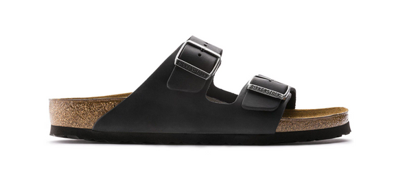 BIRKENSTOCK ARIZONAOILED LEATHER - SIZE: MEN 4 WOMEN 6 - BLACK