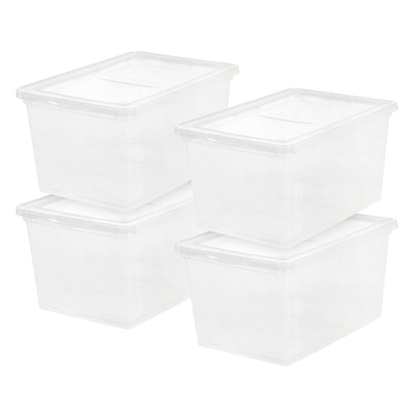 IRIS USA 4 PACK STORAGE BINS WITH LIDS 58 QUART 587053-4P - BPA-FREE - CLEAR