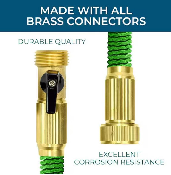 GROWGREEN 3/4 IN. X 50 FT. EXPANDABLE GARDEN HOSE 8-PATTERN SPRAY NOZZLE - GREEN