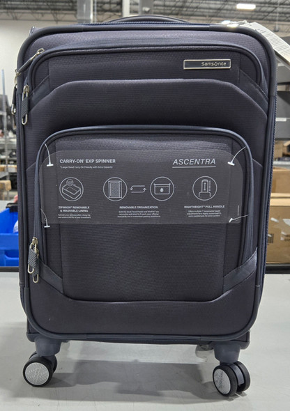 SAMSONITE 19 INCH CARRY-ON ASCENTRA SOFTSIDE LUGGAGE - SLATE New