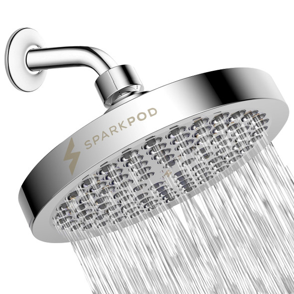 SPARKPOD SHOWER HEAD HIGH PRESSURE RAIN PREMIUM 6 INCH ROUND - CHROME