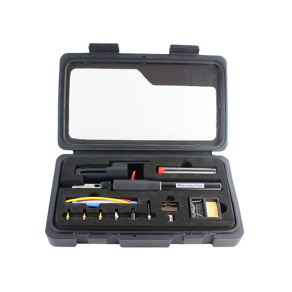 MICHAELPRO CORDLESS BUTANE SOLDERING IRON KIT- SELF-IGNITE MP011002 - BLACK/RED