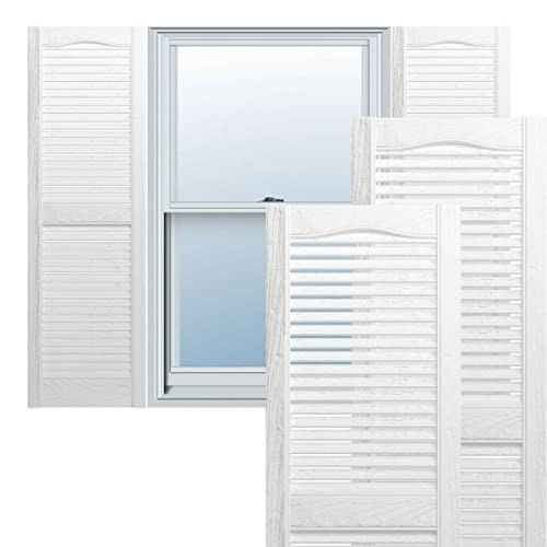 EKENA MILLWORK LIFETIME VINYL TOP CENTER MULLION OPEN LOUVER SHUTTERS - WHITE