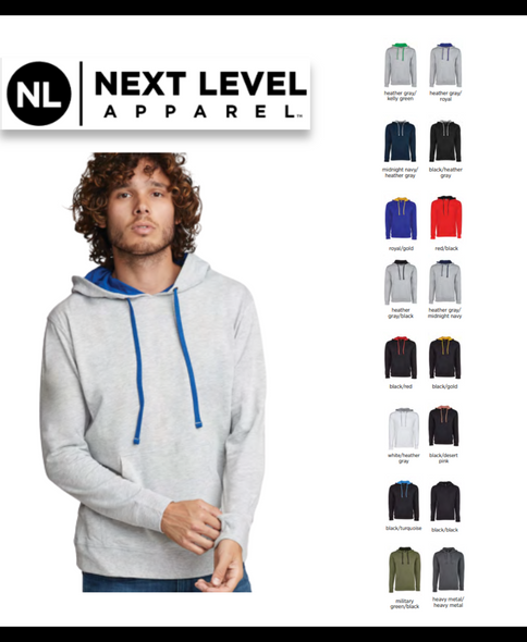 9301 Next Level Apparel Unisex Laguna French Terry Pullover Hooded New