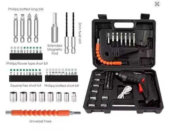3.6V POWER TOOLS SET MAINTENANCE REPAIR BUILT-INLITHIUM BATTERY - BLACK,ORANGE