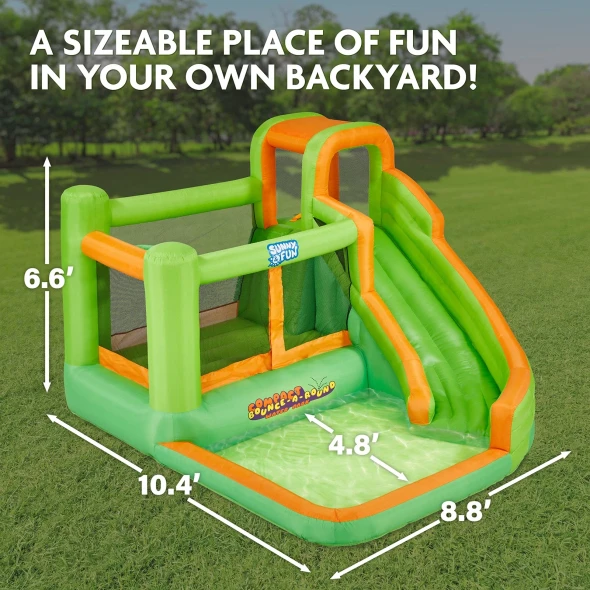 SUNNY & FUN COMPACT BOUNCE-A-ROUND INFLATABLE WATER SLIDE PARK - MULTI