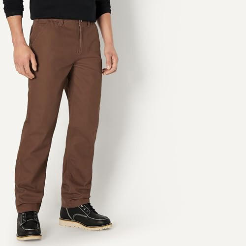 AMAZON BASICS MEN'S RELAXED FIT DUCK PANTS 38W X 32L - CHOCOLATE BROWN New