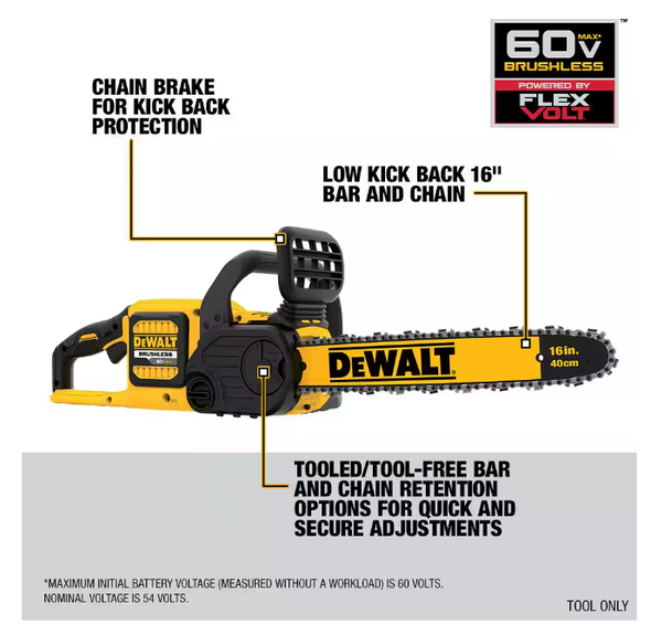 DEWALT FLEXVOLT 60-VOLT MAX 16 IN. BRUSHLESS CORDLESS  TOOL ONLY - BLACK YELLOW