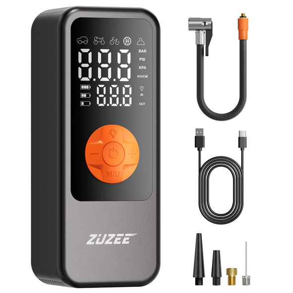 ZUZEE TIRE INFLATOR PORTABLE AIR COMPRESSOR, 4X FASTER 150PSI - ORANGE