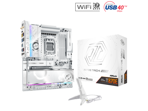 ASRock X870E Taichi White AM5 AMD X870E EATX Motherboard - Wi-Fi 7, PCIe 5.0,