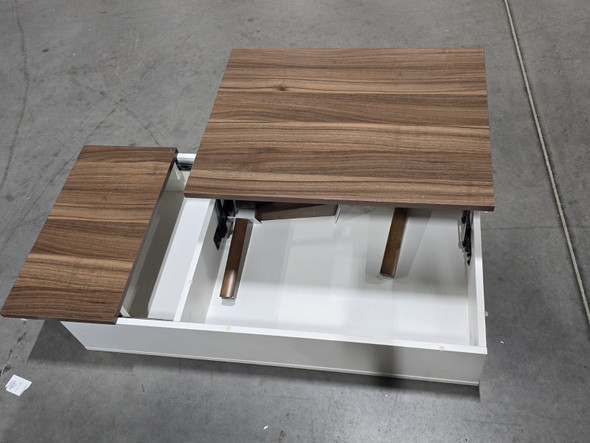 BIDISO LIFT TOP COFFEE TABLE WITH HIDDEN STORAGE COMPARTMENTS - WALNUT