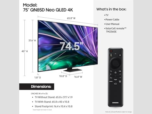 SAMSUNG 75" NEO QLED 4K UHD SMART TV MINI LEDS QN75QN85DDFXZA (2024) - BLACK