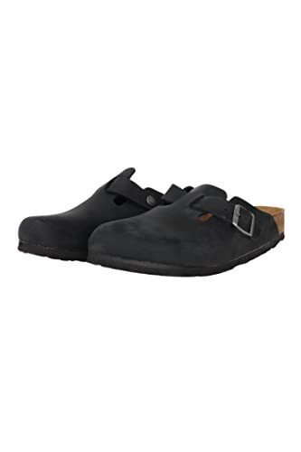 BIRKENSTOCK UNISEX BOSTON CLOGS BLACK OILED LEATHER SIZE: MEN 4 WOMEN 6
