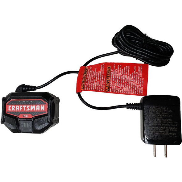CRAFTSMAN OEM BATTERY CHARGER FOR 20 VOLT OUTDOOR POWER TOOLS - RED/BLACK
