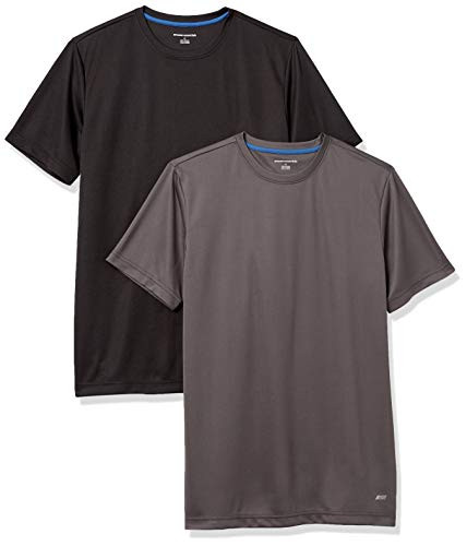14408-2P-DGRAY/BLK-L Amazon Essentials Men's Tech Gym T-Shirts, 2 Pack L