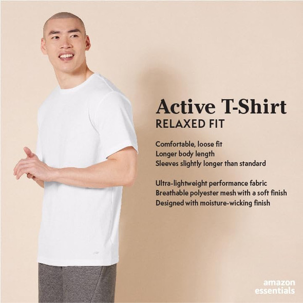 14408-2P-DGRAY/BLK-L Amazon Essentials Men's Tech Gym T-Shirts, 2 Pack L