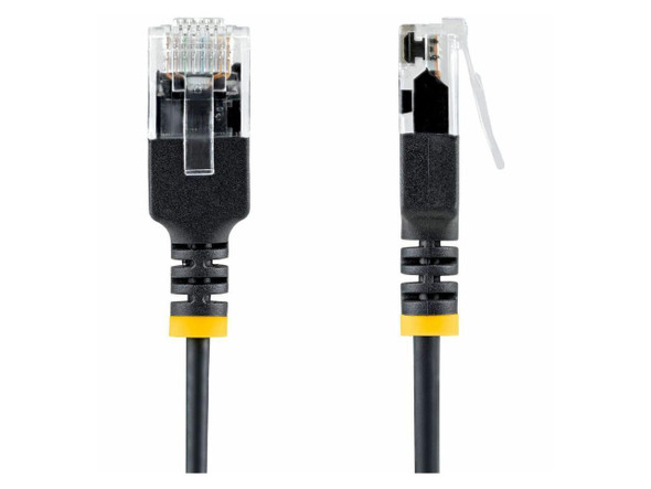 StarTech 6in Black Ultra Slim CAT6a Ethernet Cable, Snagless, UTP, 34AWG Bare