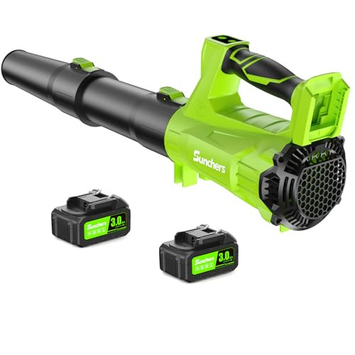 SUNCHERS ELECTRIC LEAF BLOWER CORDLESS 2 3.0AH BATTERY CHARGER RC3009 - GREEN
