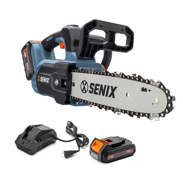 SENIX X2 20V MAX 10" TOP HANDLE CHAINSAW BRUSHLESS 2.5 AH BATTERY CHARGER - BLUE