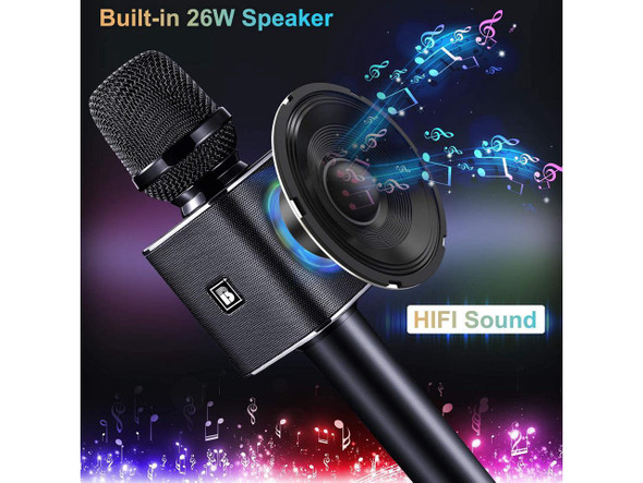 BONAOK Karaoke Microphone, Portable Wireless Bluetooth Karaoke Mic for Adults &