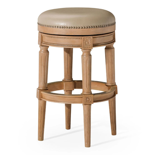 Maven Lane Pullman Backless Bar Stool 31 Inches – Swivel Stool with Footrest