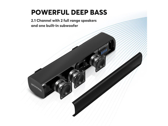 Wohome 2.1ch Small Sound Bars for TV with 6 Levels Voice Enhancement, Built-in