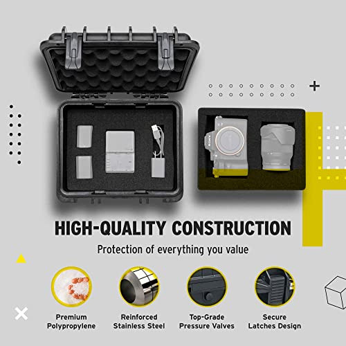 KOAH WEATHERPROOF HARD CASE CUSTOMIZABLE FOAM 10X9X7 INCH RUGGED BLACK