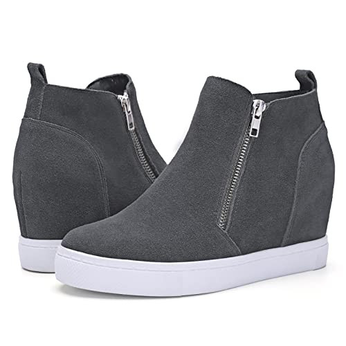 ATHLEFIT WOMEN'S HIDDEN WEDGE SNEAKERS PLATFORM WEDGIESNEAKERS SIZE 9 GRAY