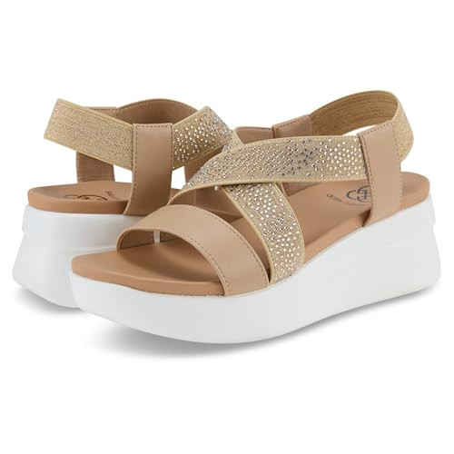 DAISY FUENTES WOMEN'S WEDGE SANDALS FRILL, SIZES 6-10, SIZE 7, LATTE