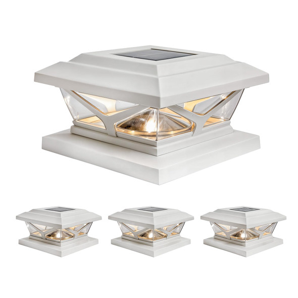 HOME ZONE LIVING SECURITY 4PK SOLAR POWERED POST CAP LIGHT WHITE ELI1701V-4PK