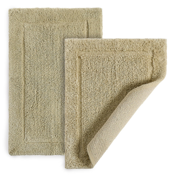 DWELLSTUDIO REVERSIBLE COTTON BATH RUGS LUXURIOUS COMFORT TAUPE 2 PACK New