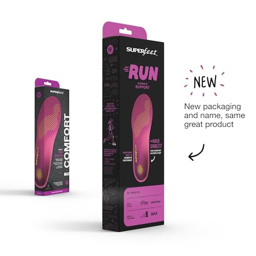 Superfeet Run Women's Support Insoles High Arch Support, 10.5-12, Plum