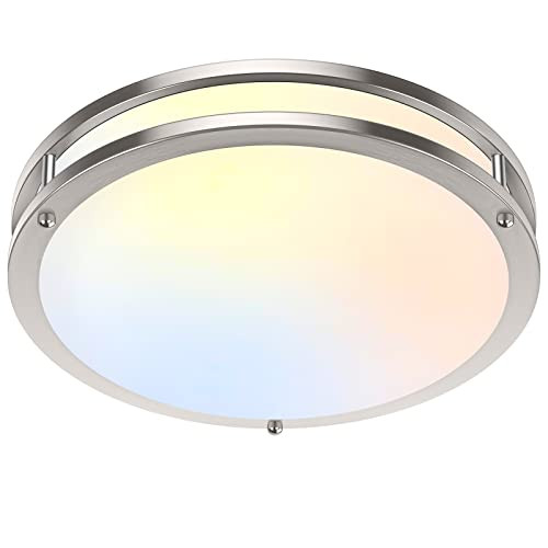 TOBUSA 36W LED FLUSH MOUNT CEILING 13" 3600LM 5CCT - BRUSHED NICKLE