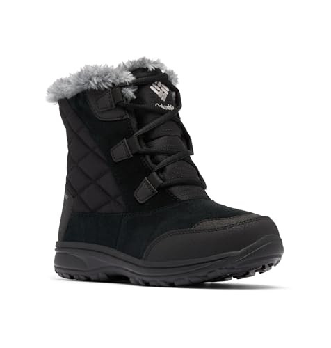 BL0836 COLUMBIA ICE MAIDEN SHORTY SNOW BOOTS WOMEN BLACK/COLUMBIA GRAY SIZE 9.5